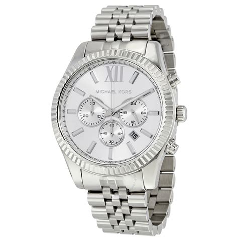 michael kors uhr lexington silber|michael kors leather watch.